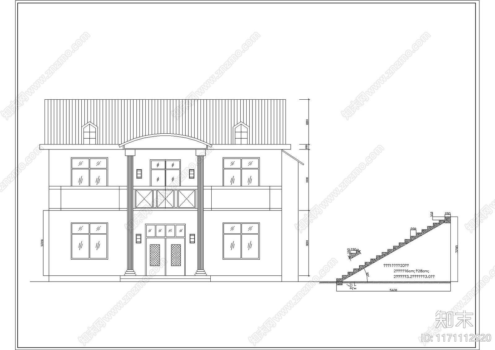 现代美式别墅建筑cad施工图下载【ID:1171112920】