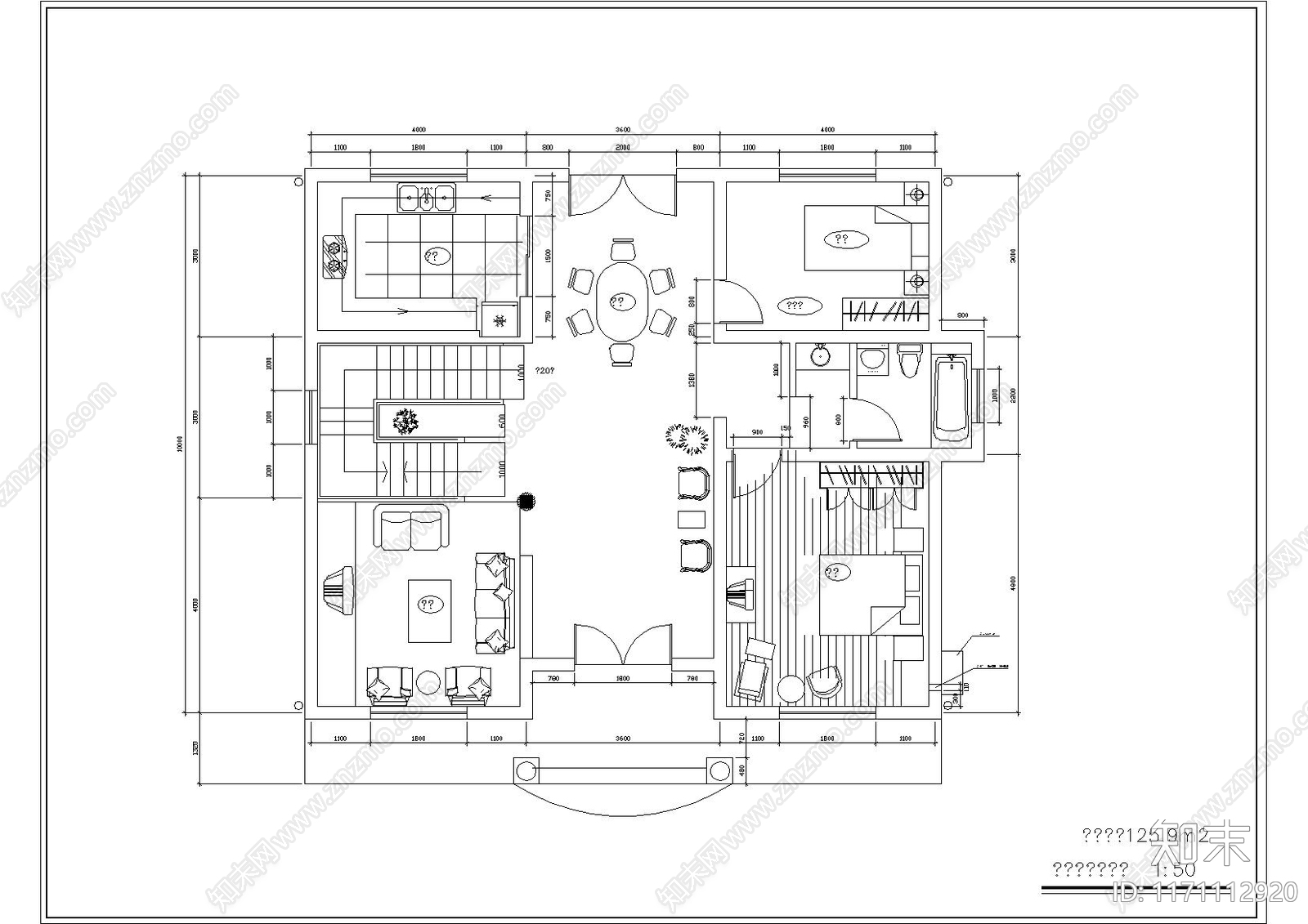 现代美式别墅建筑cad施工图下载【ID:1171112920】