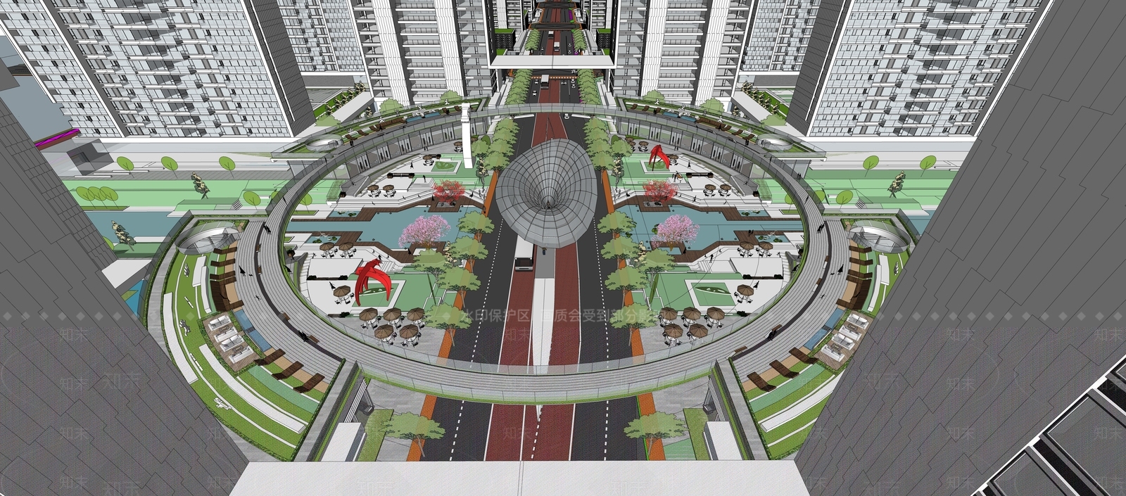 现代鸟瞰规划SU模型下载【ID:1171114074】