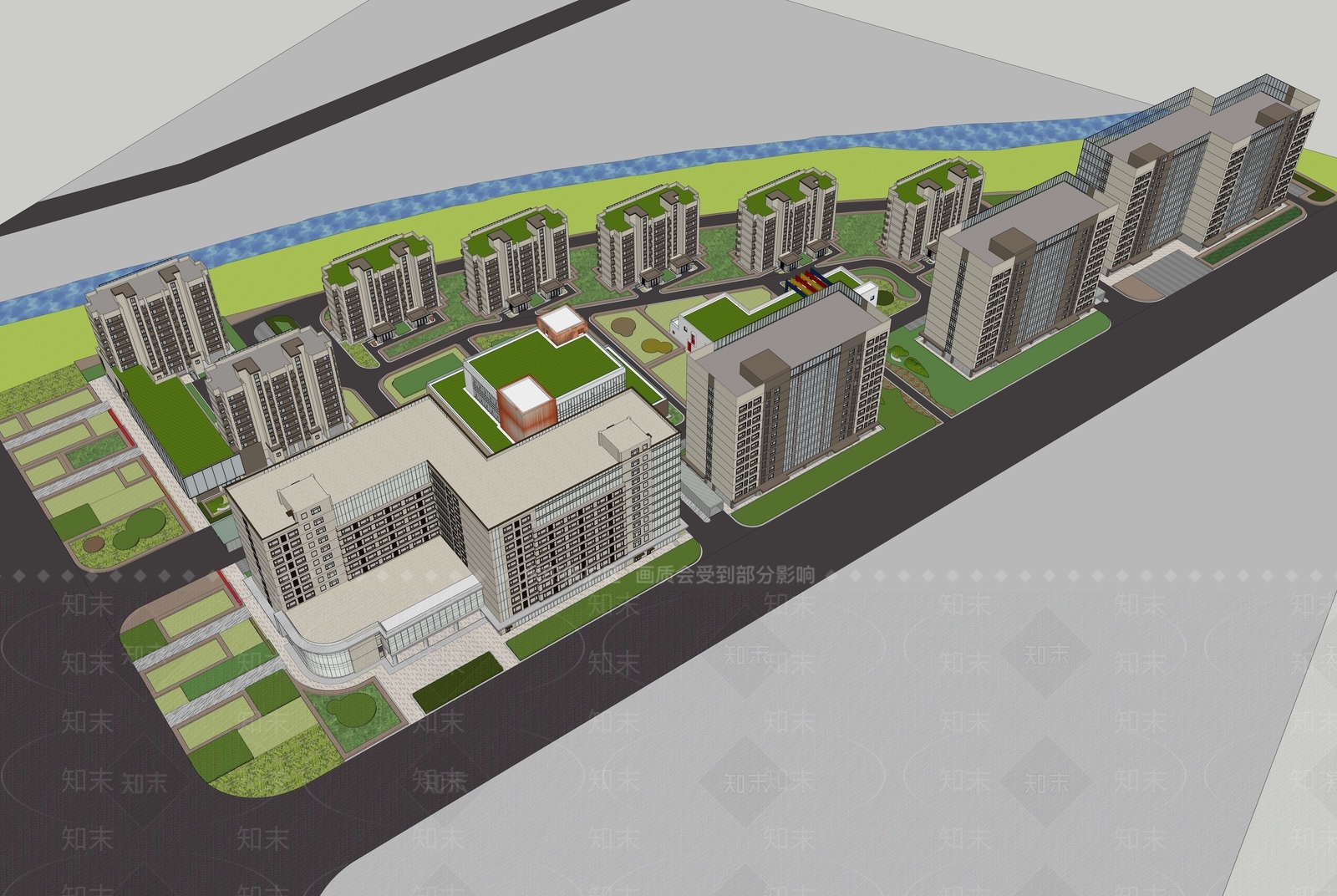 现代中式多层住宅SU模型下载【ID:1171115370】