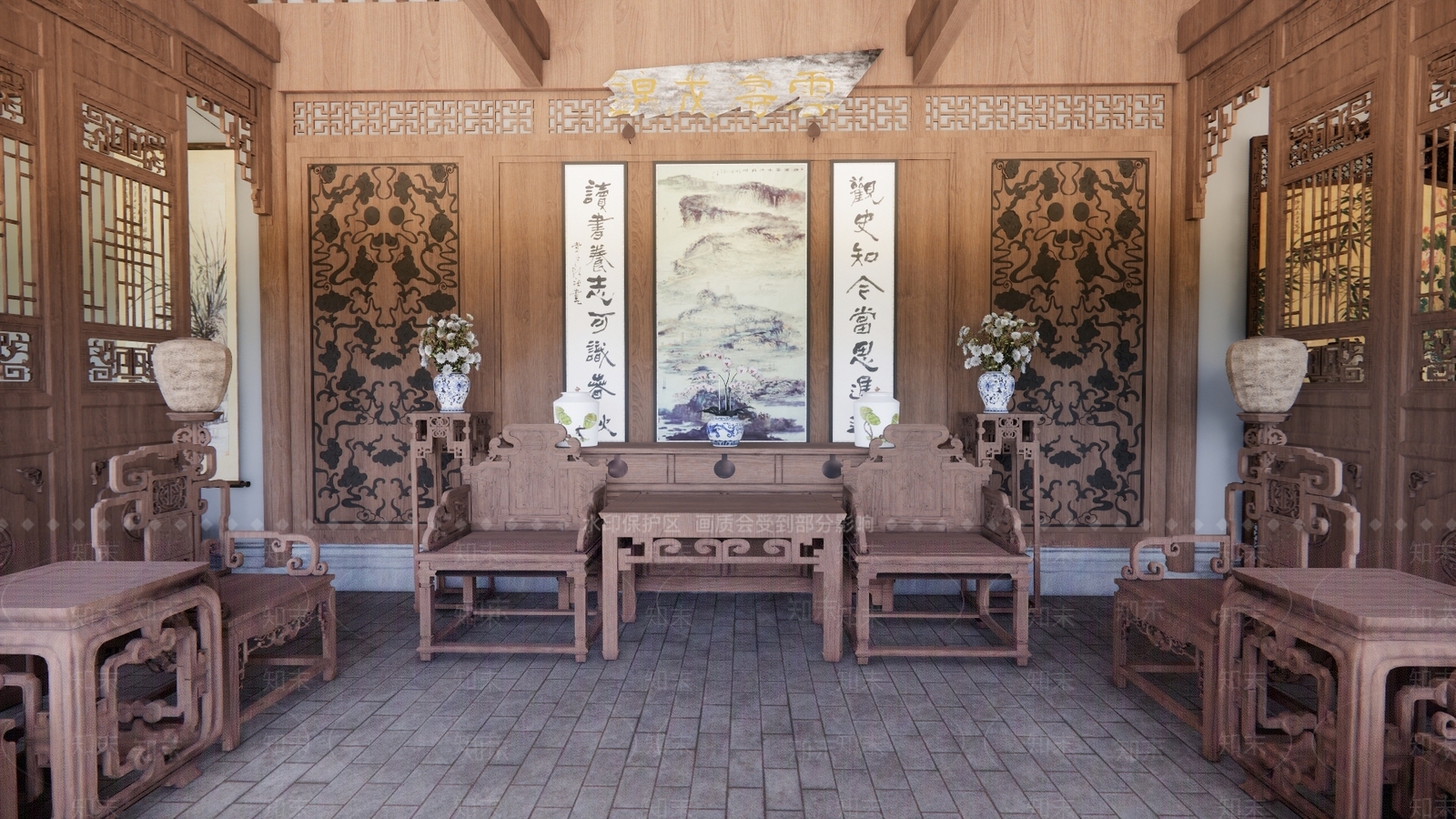 现代新中式其他办公区域SU模型下载【ID:1171118744】