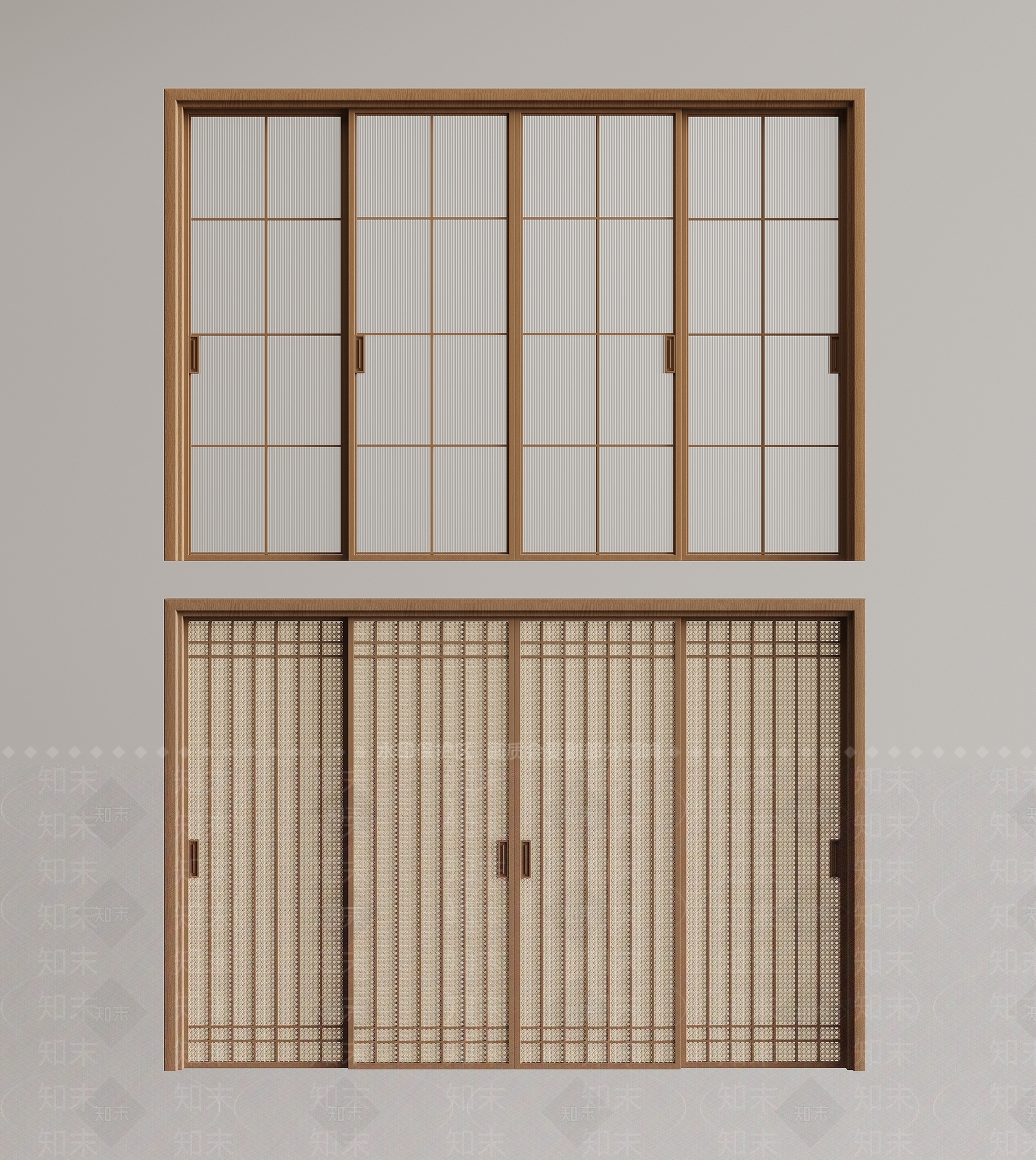 侘寂推拉门SU模型下载【ID:1171118997】