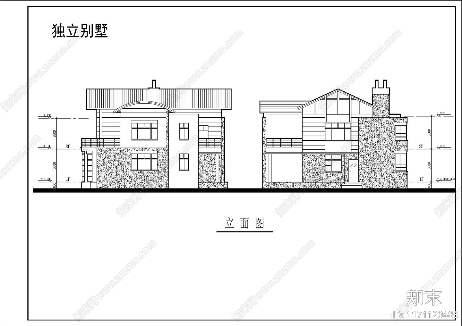 现代别墅建筑cad施工图下载【ID:1171120486】