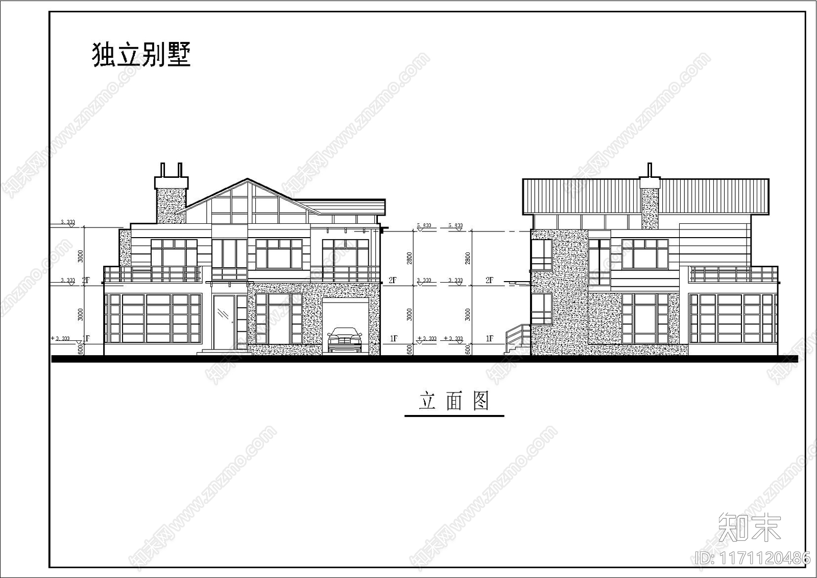 现代别墅建筑cad施工图下载【ID:1171120486】