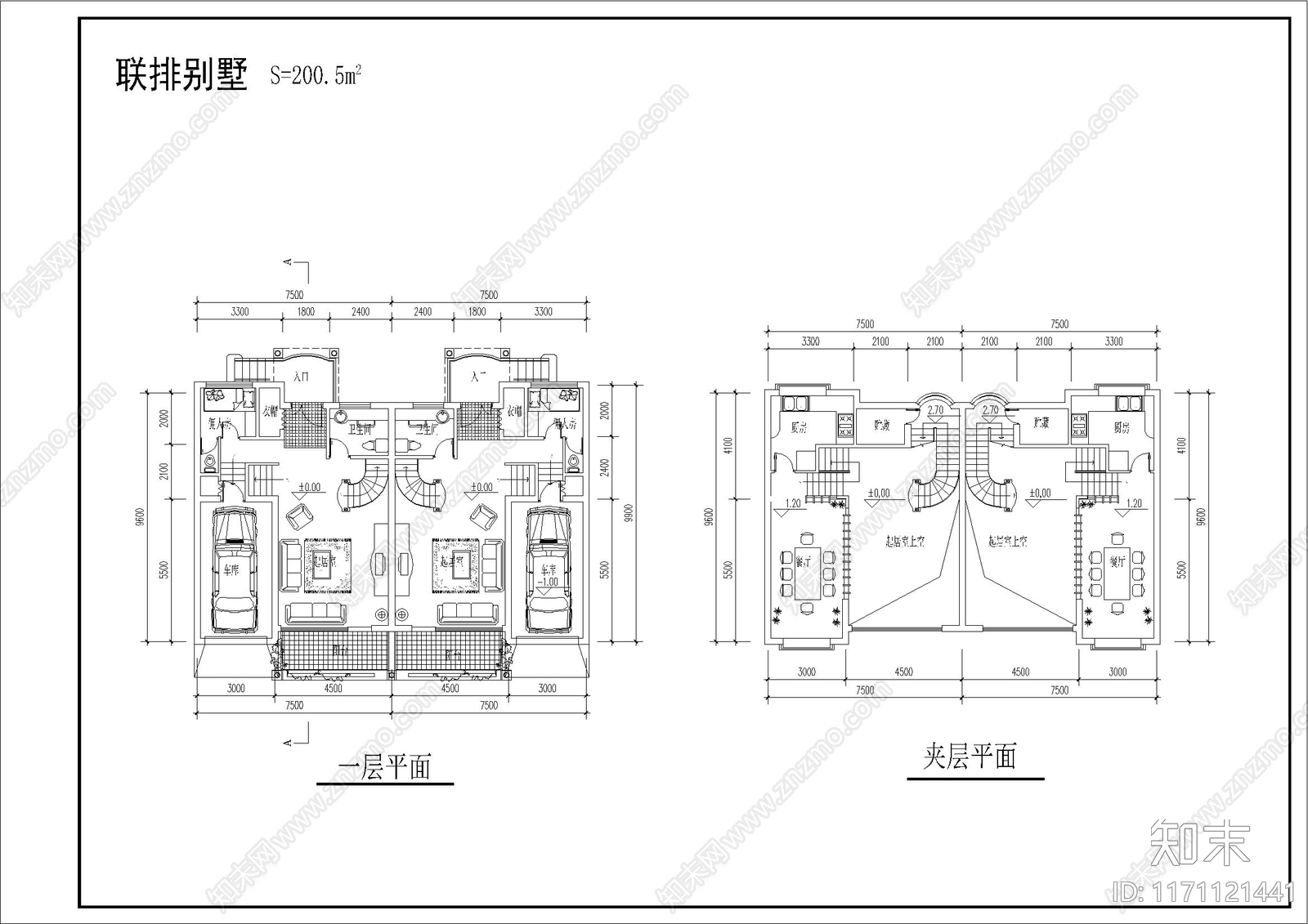 简欧别墅建筑cad施工图下载【ID:1171121441】