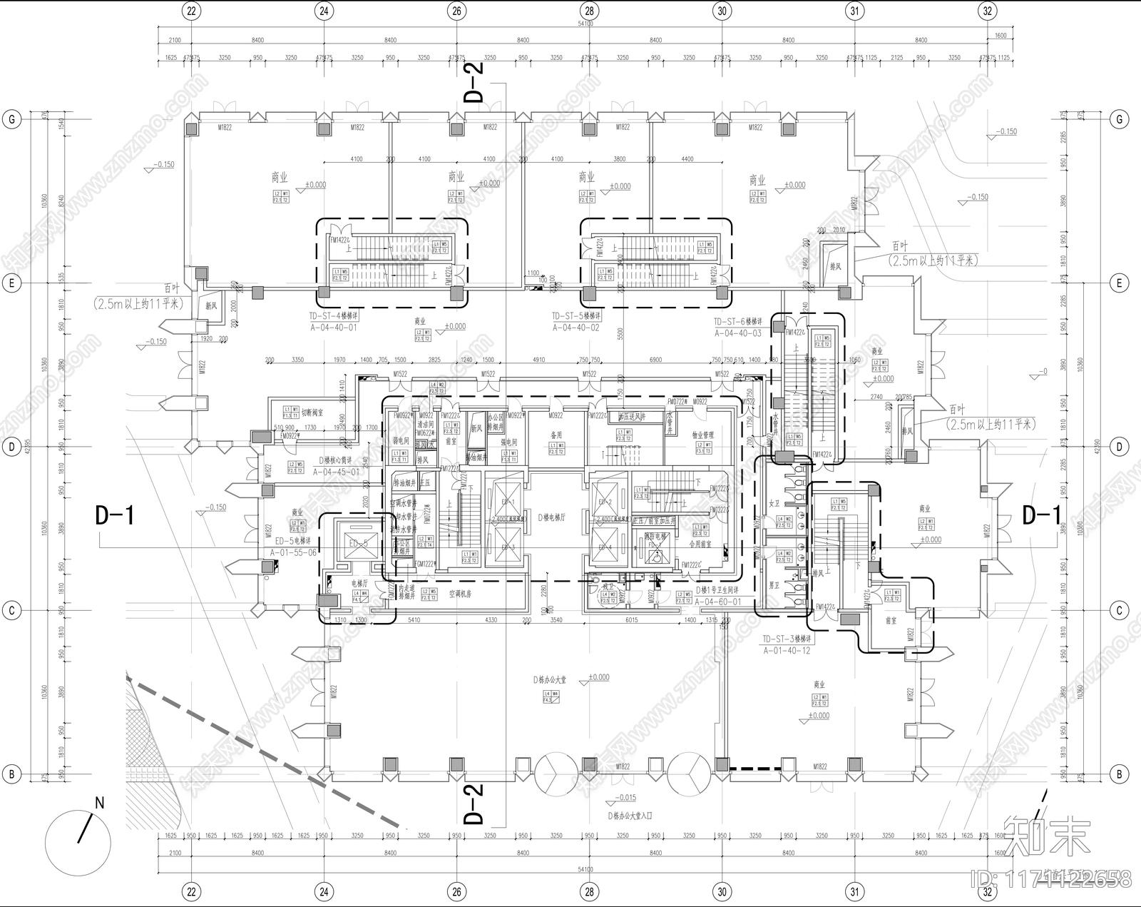 现代办公楼建筑施工图下载【ID:1171122658】