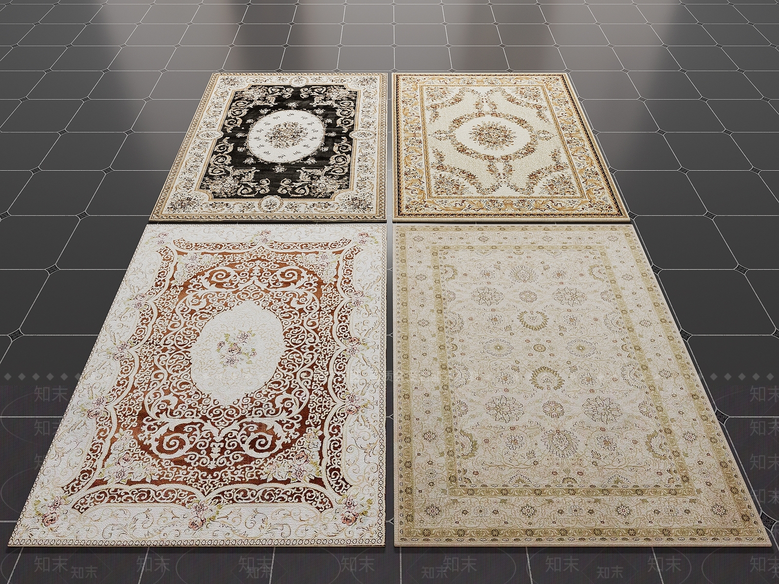 欧式地毯SU模型下载【ID:1171124216】