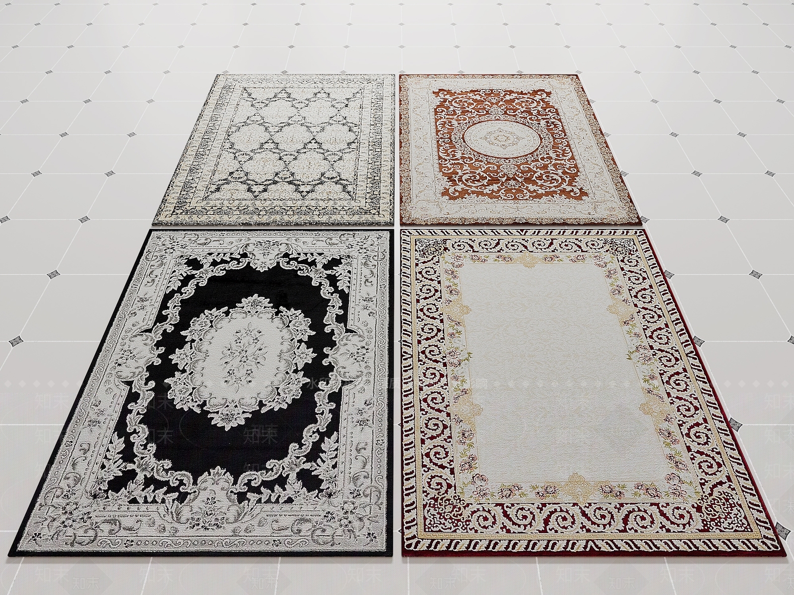 欧式地毯SU模型下载【ID:1171124737】