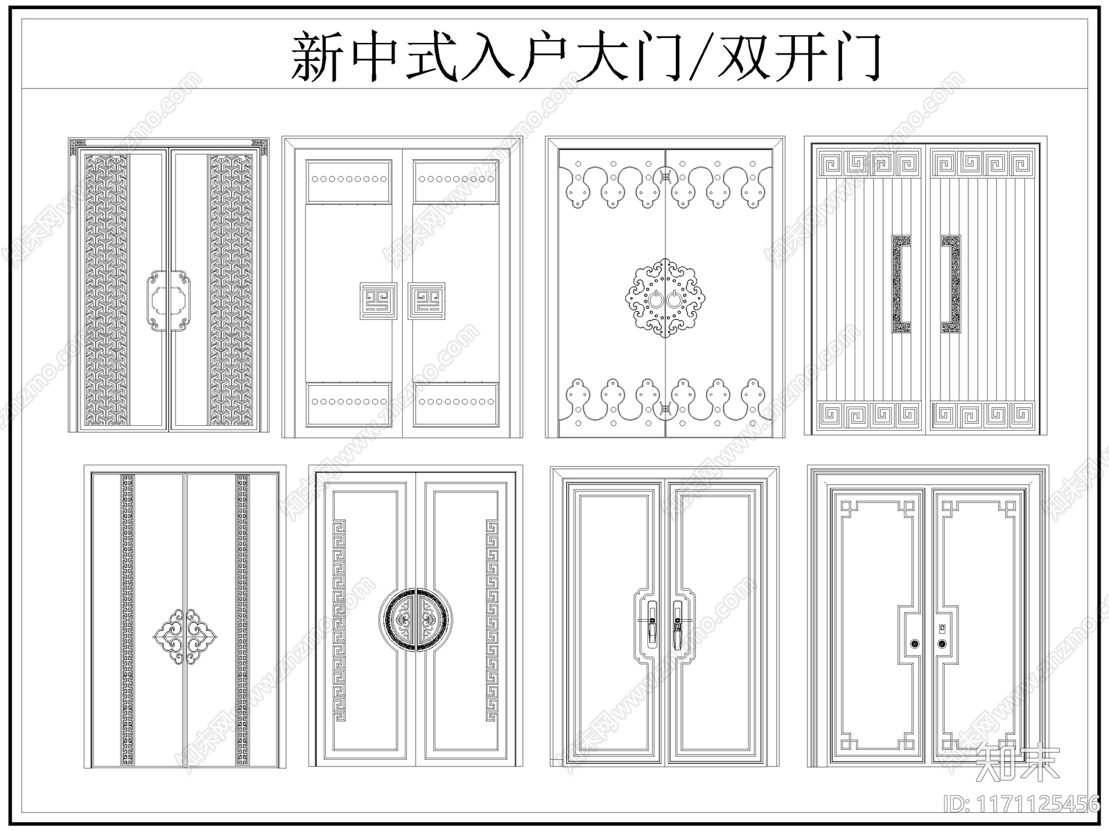 新中式门cad施工图下载【ID:1171125456】