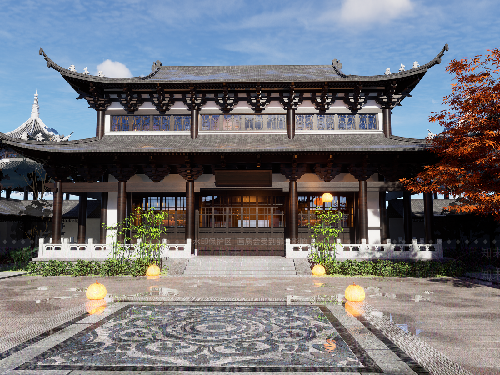 中式古建筑SU模型下载【ID:1171132136】