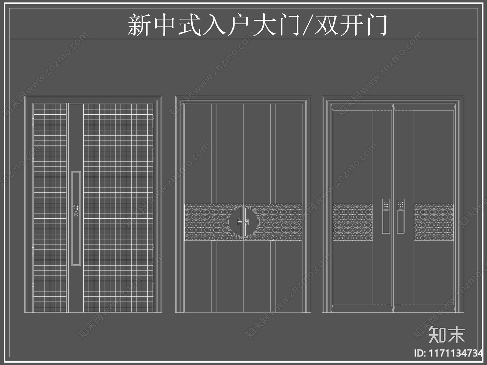 新中式门施工图下载【ID:1171134734】