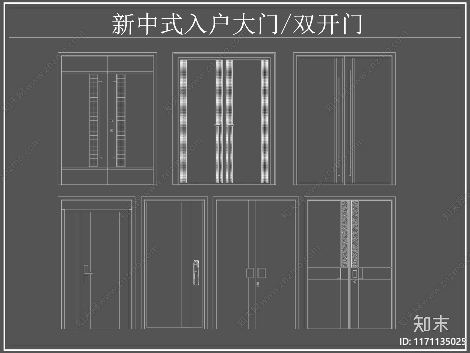 新中式门cad施工图下载【ID:1171135025】
