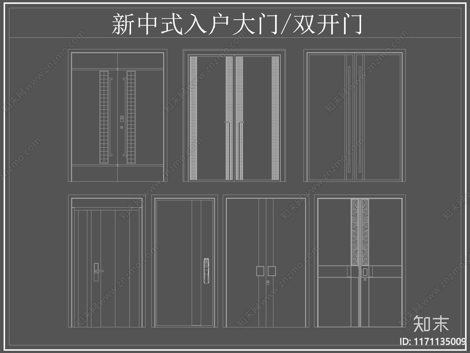 新中式门cad施工图下载【ID:1171135009】