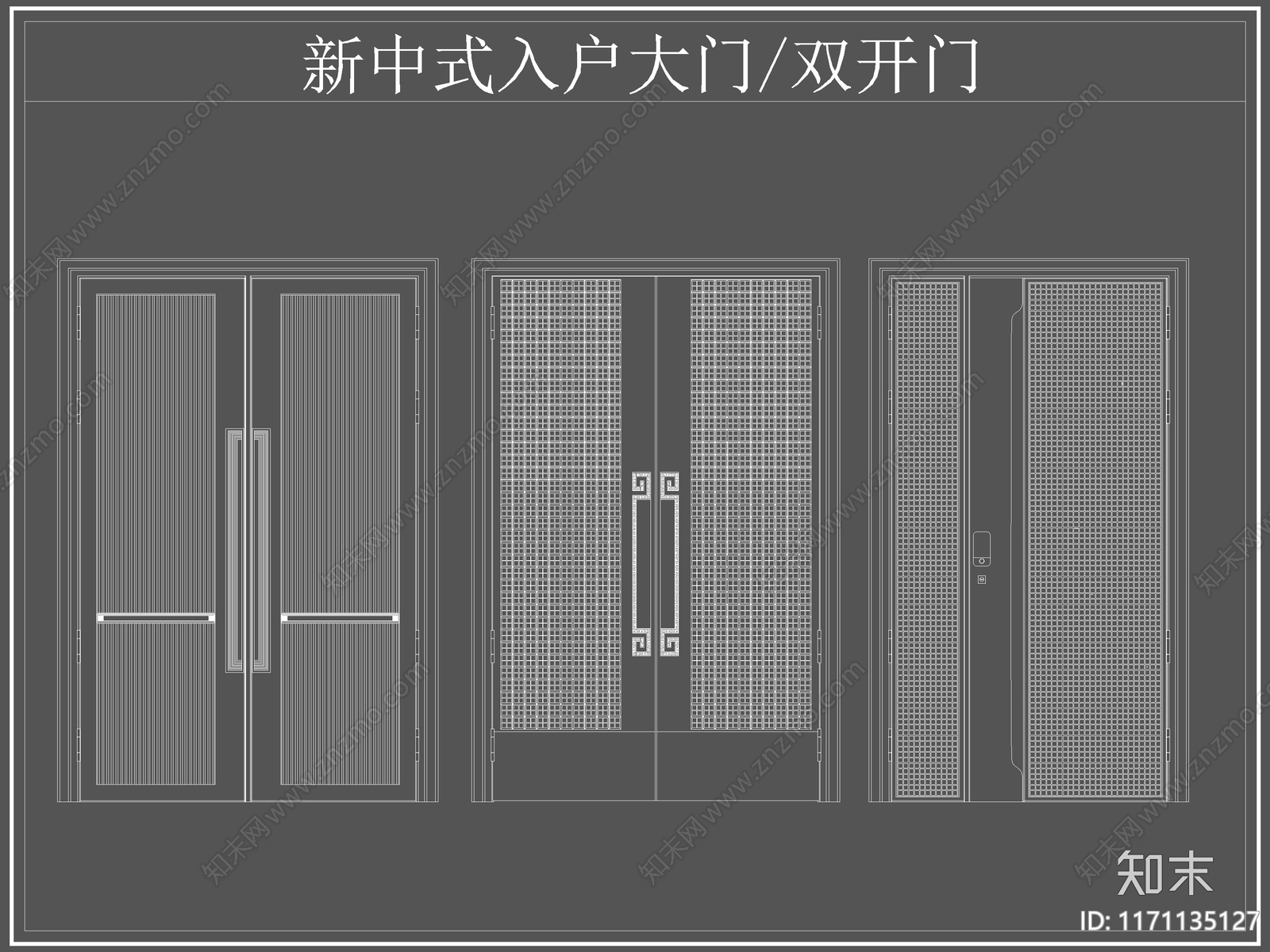 新中式门cad施工图下载【ID:1171135127】