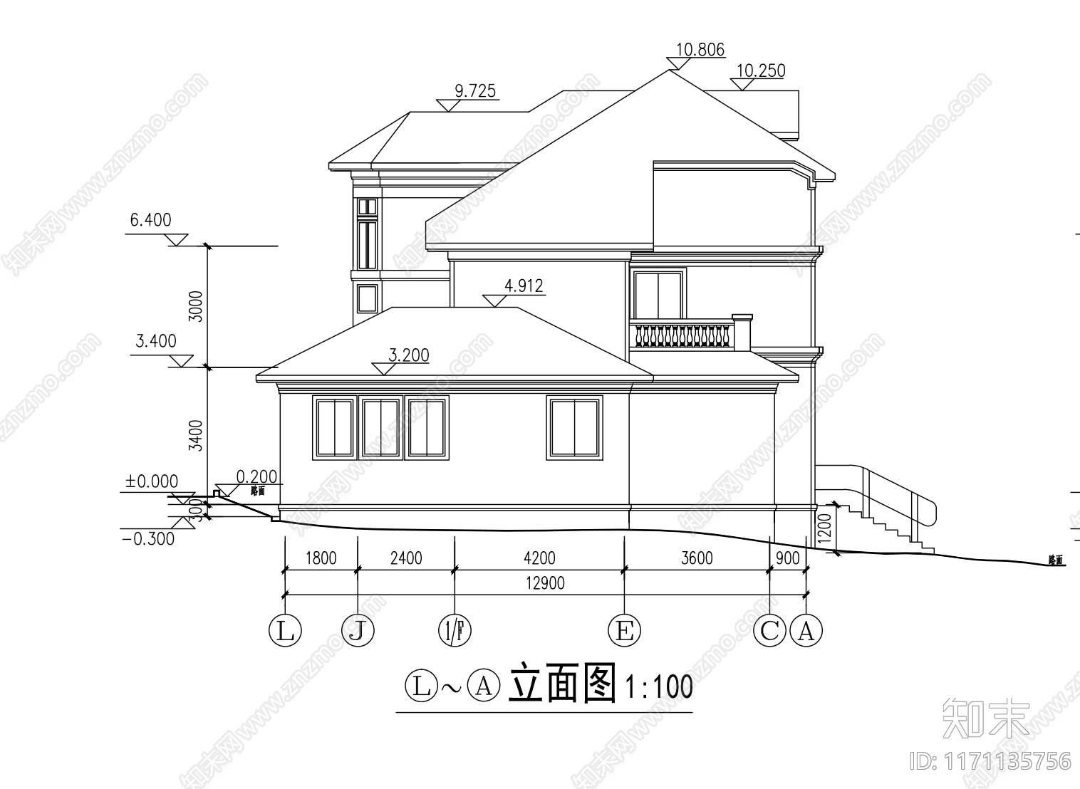 现代别墅建筑cad施工图下载【ID:1171135756】