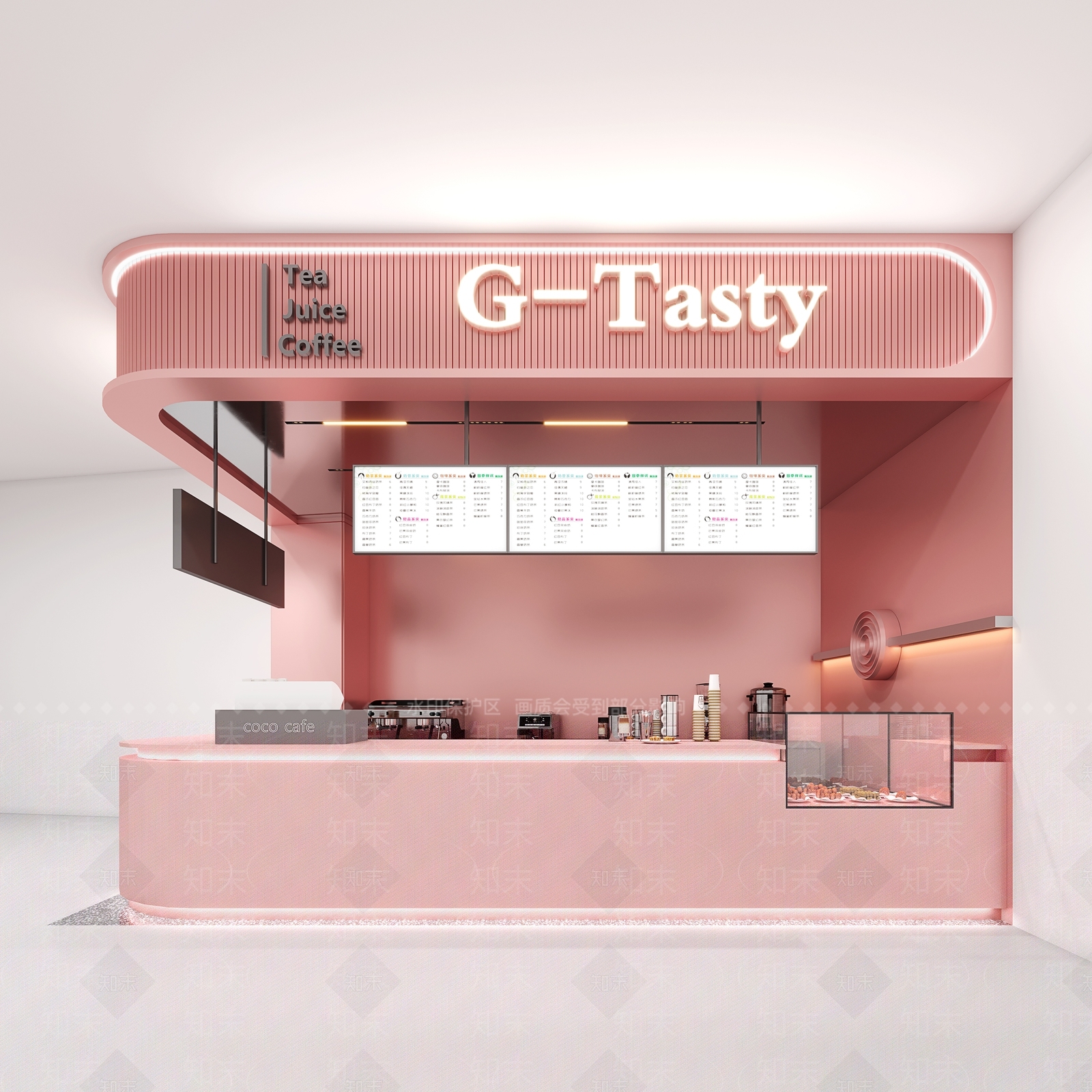 现代奶茶店3D模型下载【ID:1171138553】