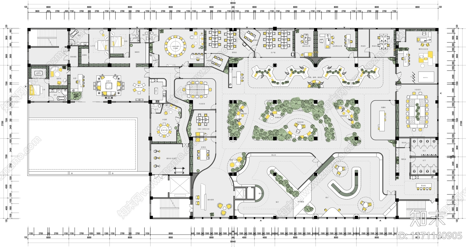 现代整体办公空间施工图下载【ID:1171140905】