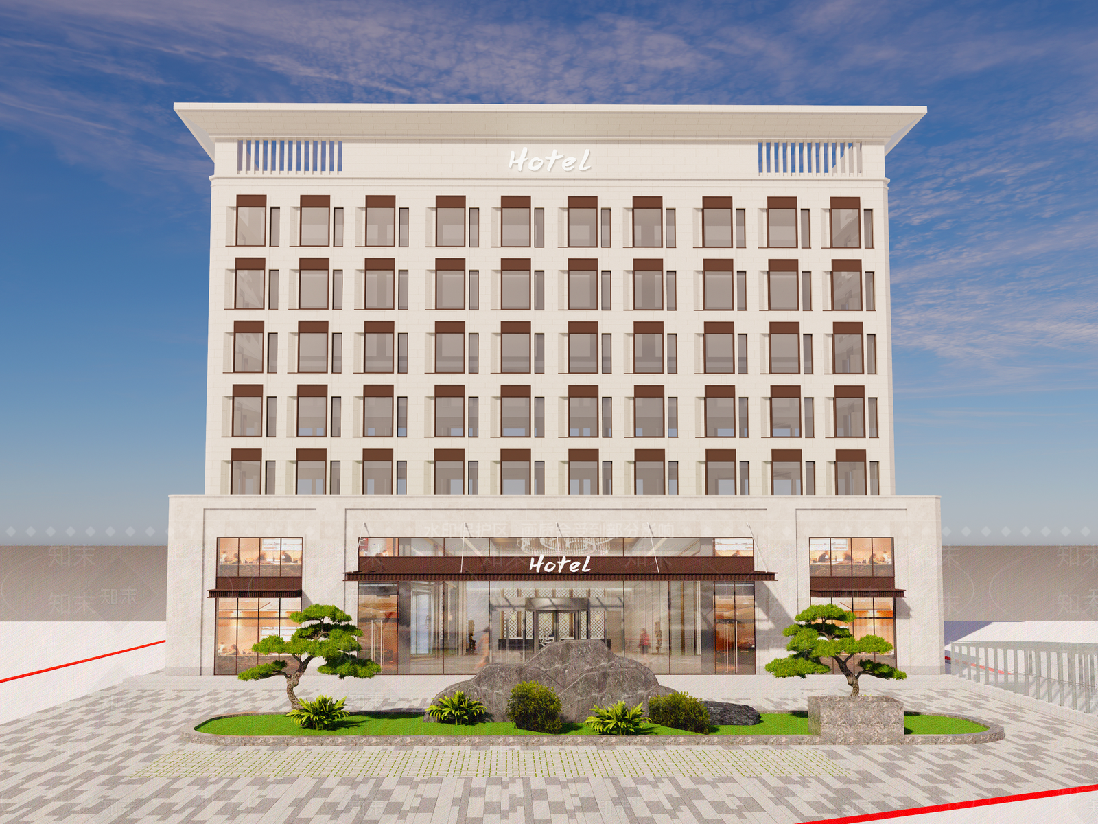 简欧现代酒店建筑SU模型下载【ID:1171141731】