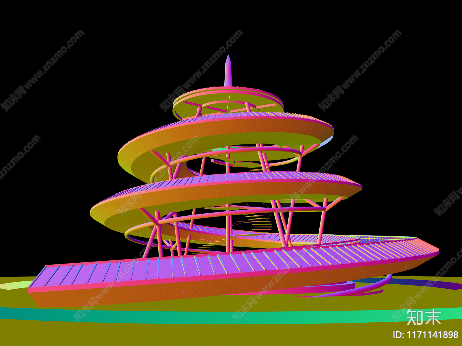 现代观景台SU模型下载【ID:1171141898】