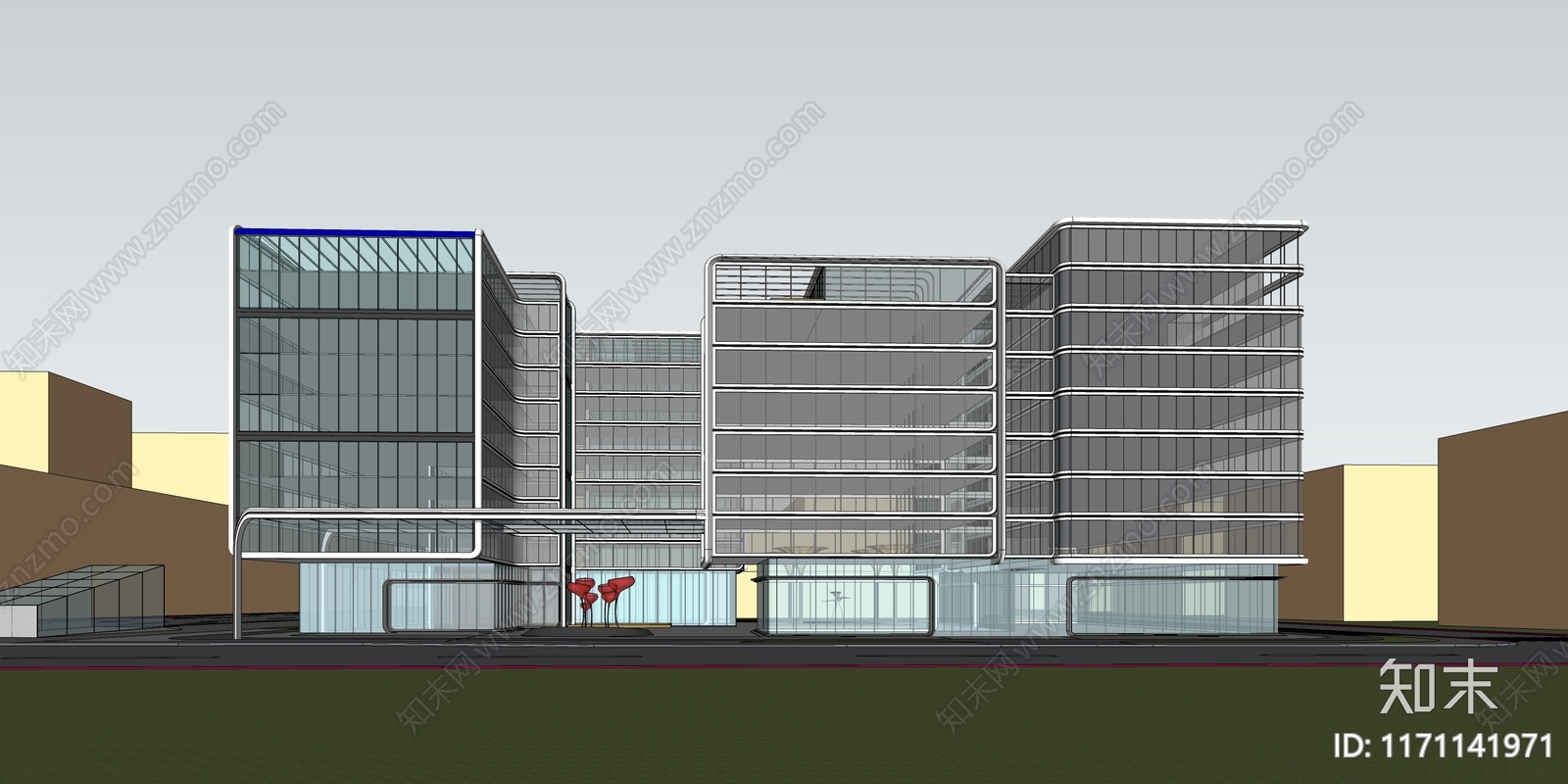 现代办公楼SU模型下载【ID:1171141971】