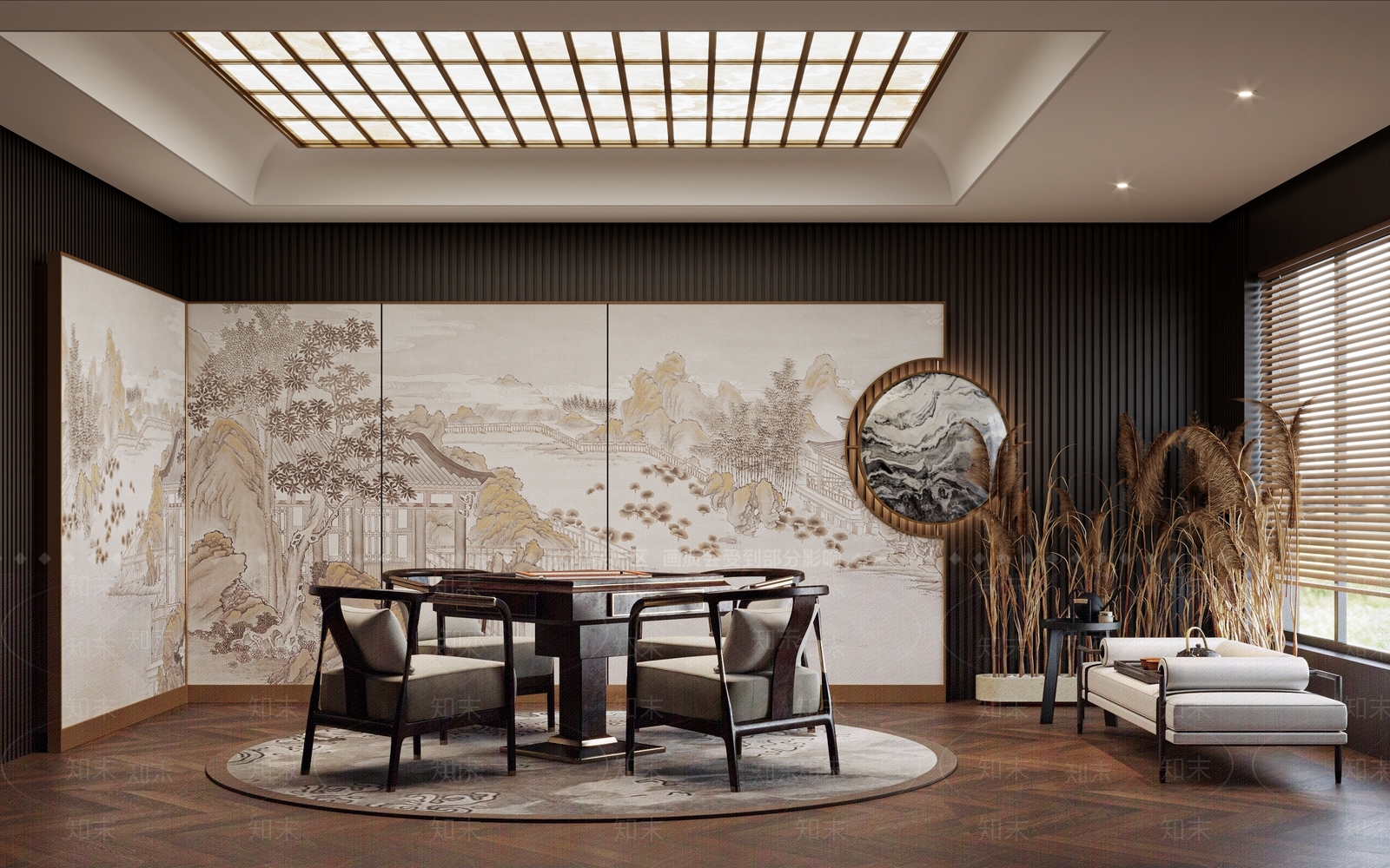 新中式棋牌室SU模型下载【ID:1171142062】