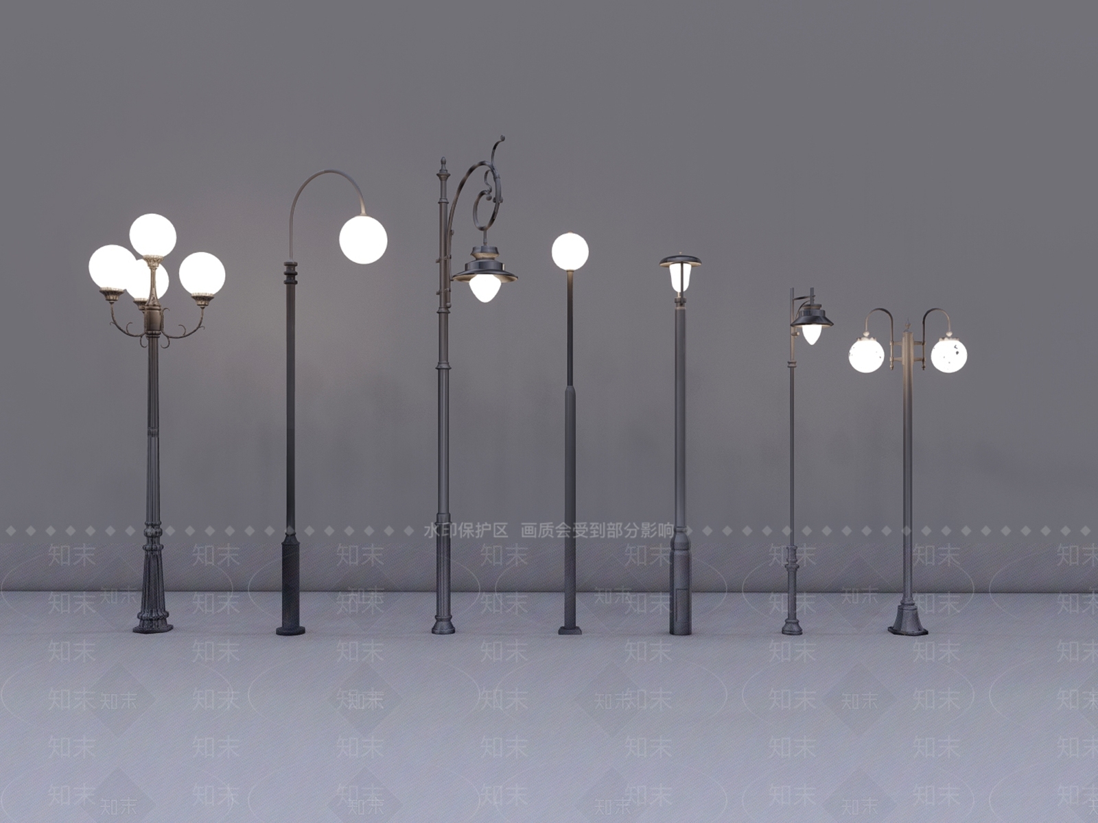 法式欧式景观灯SU模型下载【ID:1171149595】