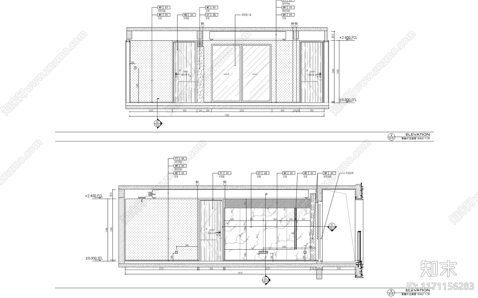 轻奢复古整体家装空间cad施工图下载【ID:1171156283】