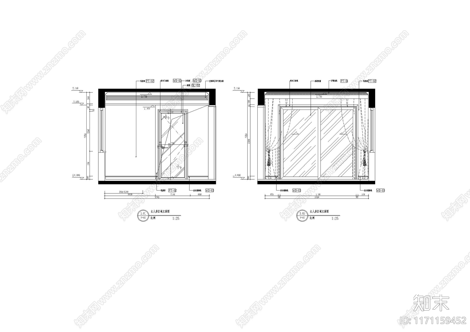 整体家装空间cad施工图下载【ID:1171159452】