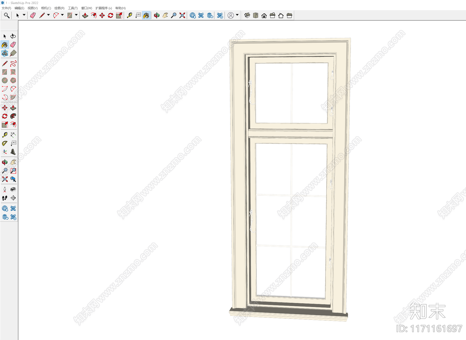 现代奶油平开窗SU模型下载【ID:1171161697】