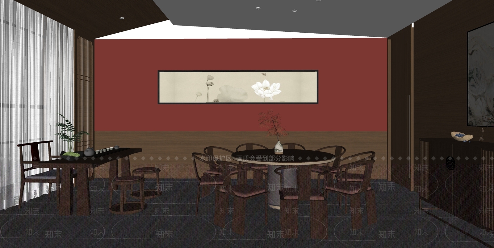 新中式包厢SU模型下载【ID:1171161927】