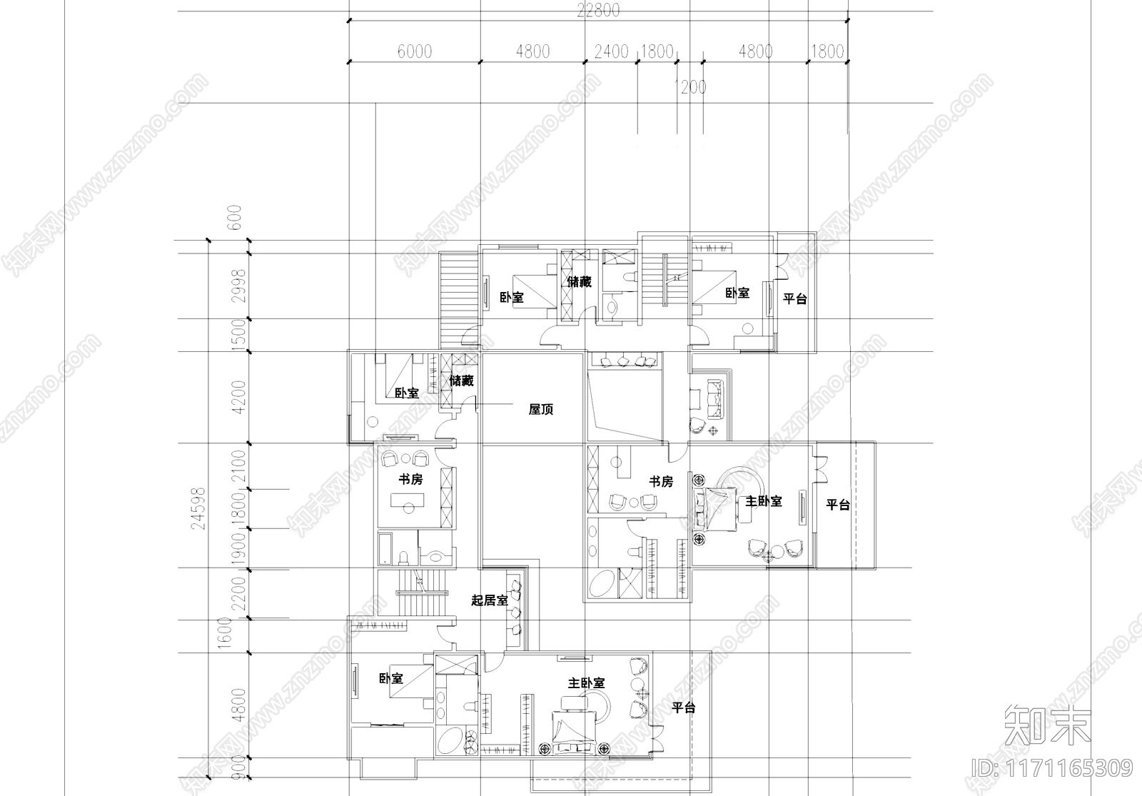 二层别墅带地下室cad施工图下载【ID:1171165309】