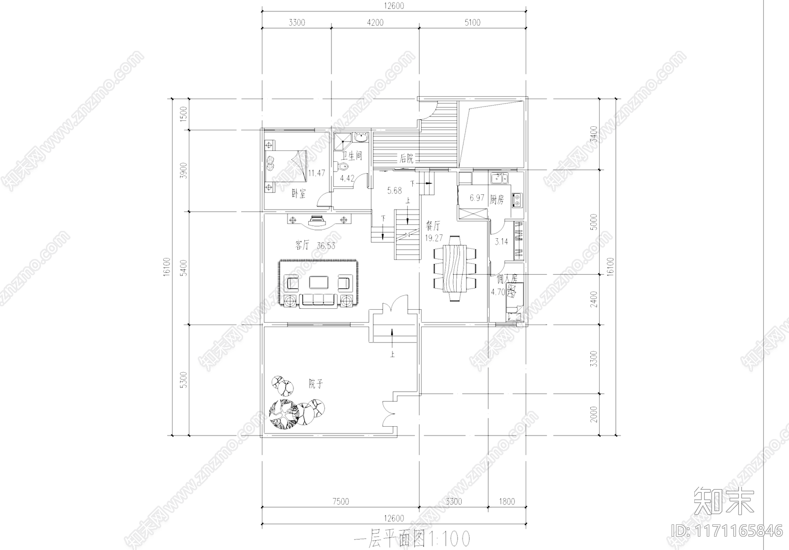 现代别墅建筑cad施工图下载【ID:1171165846】