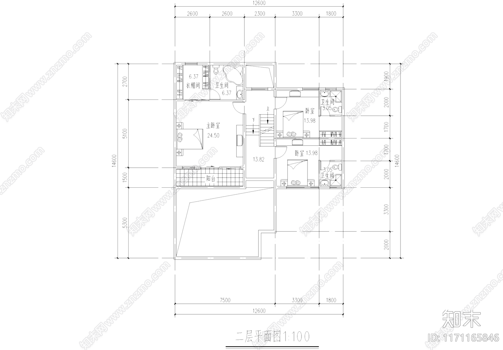 现代别墅建筑cad施工图下载【ID:1171165846】