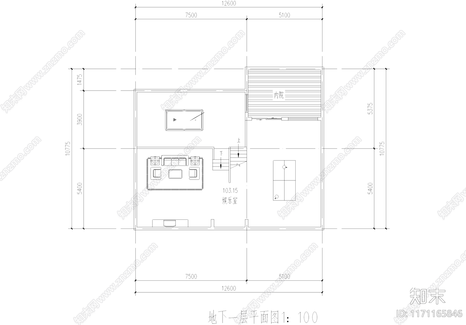 现代别墅建筑cad施工图下载【ID:1171165846】