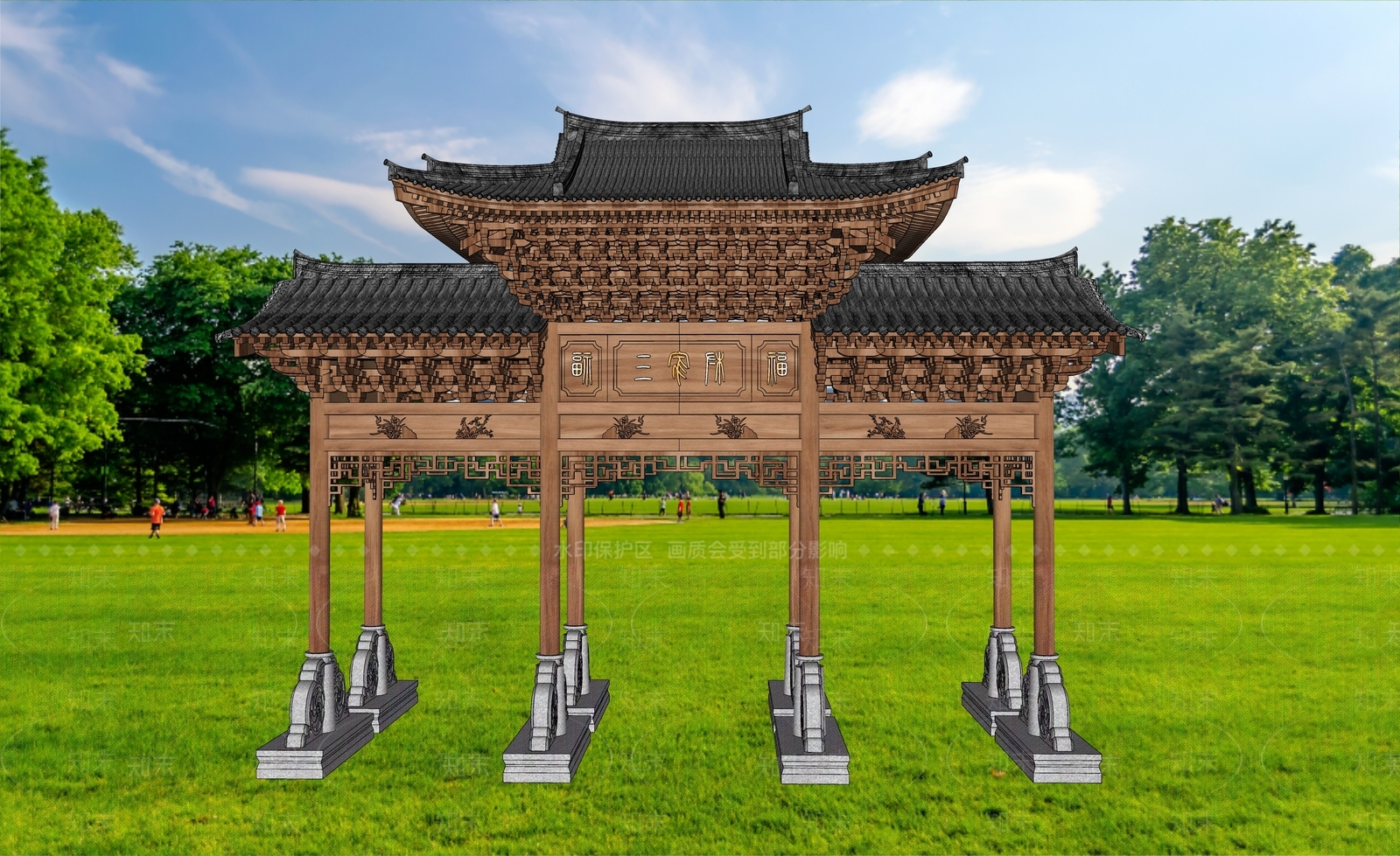现代新中式牌坊牌楼SU模型下载【ID:1171171206】