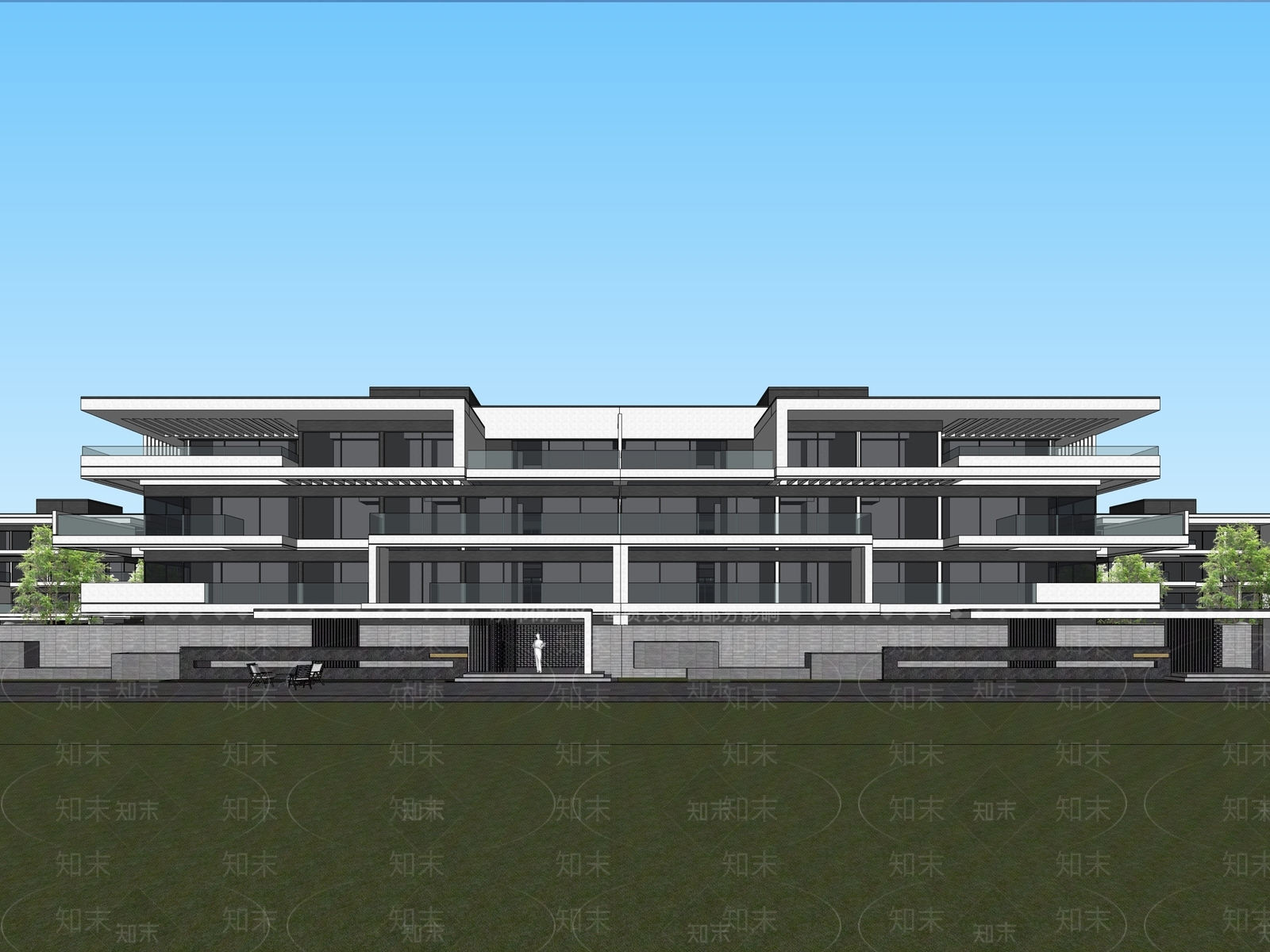 现代简约别墅SU模型下载【ID:1171173702】