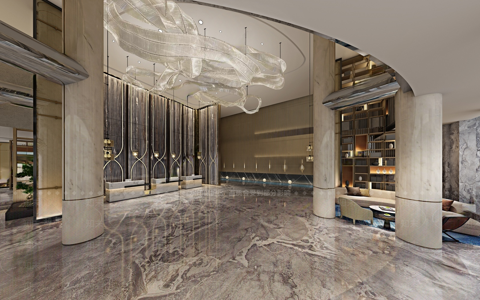 现代酒店大堂SU模型下载【ID:1171181937】