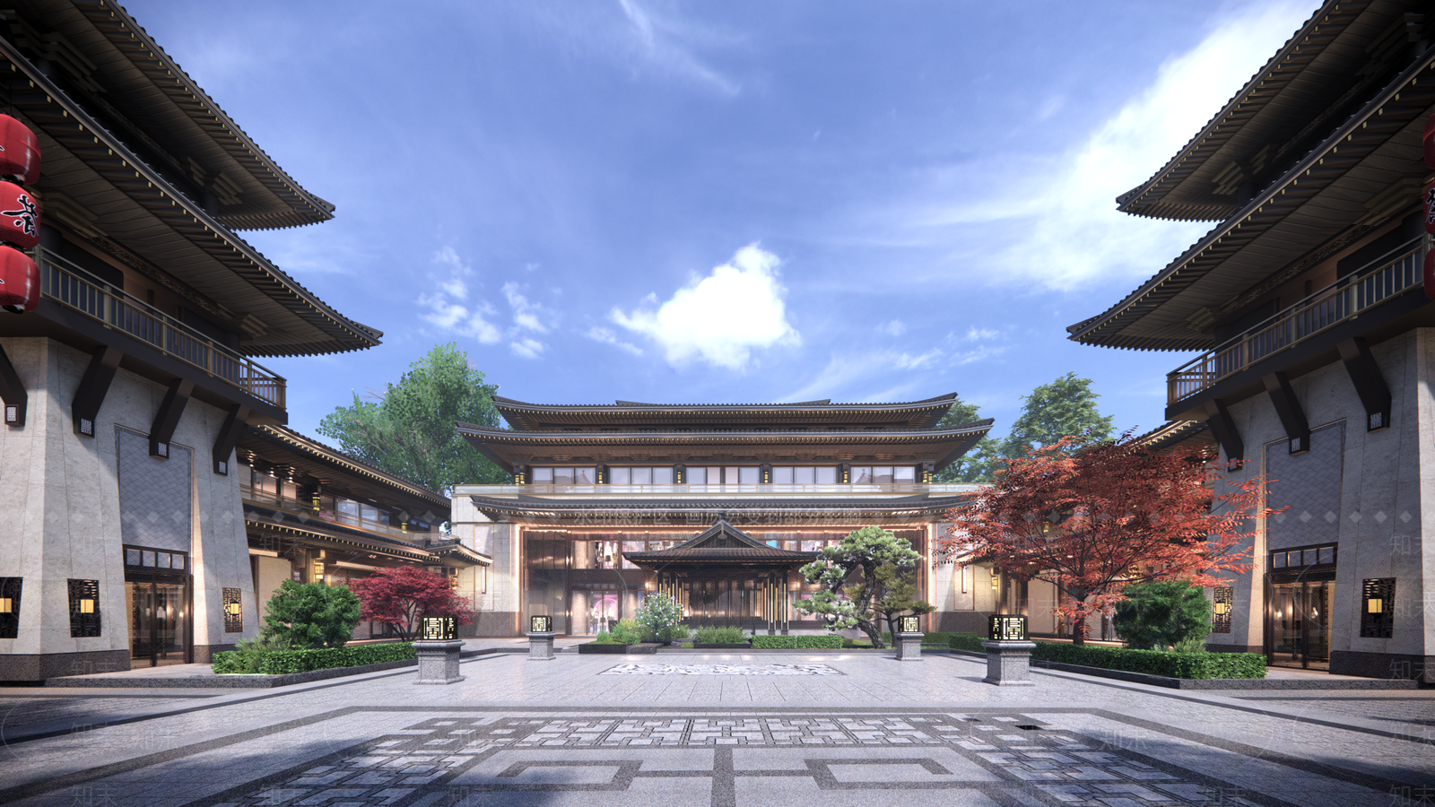 新中式古建筑SU模型下载【ID:1171186274】