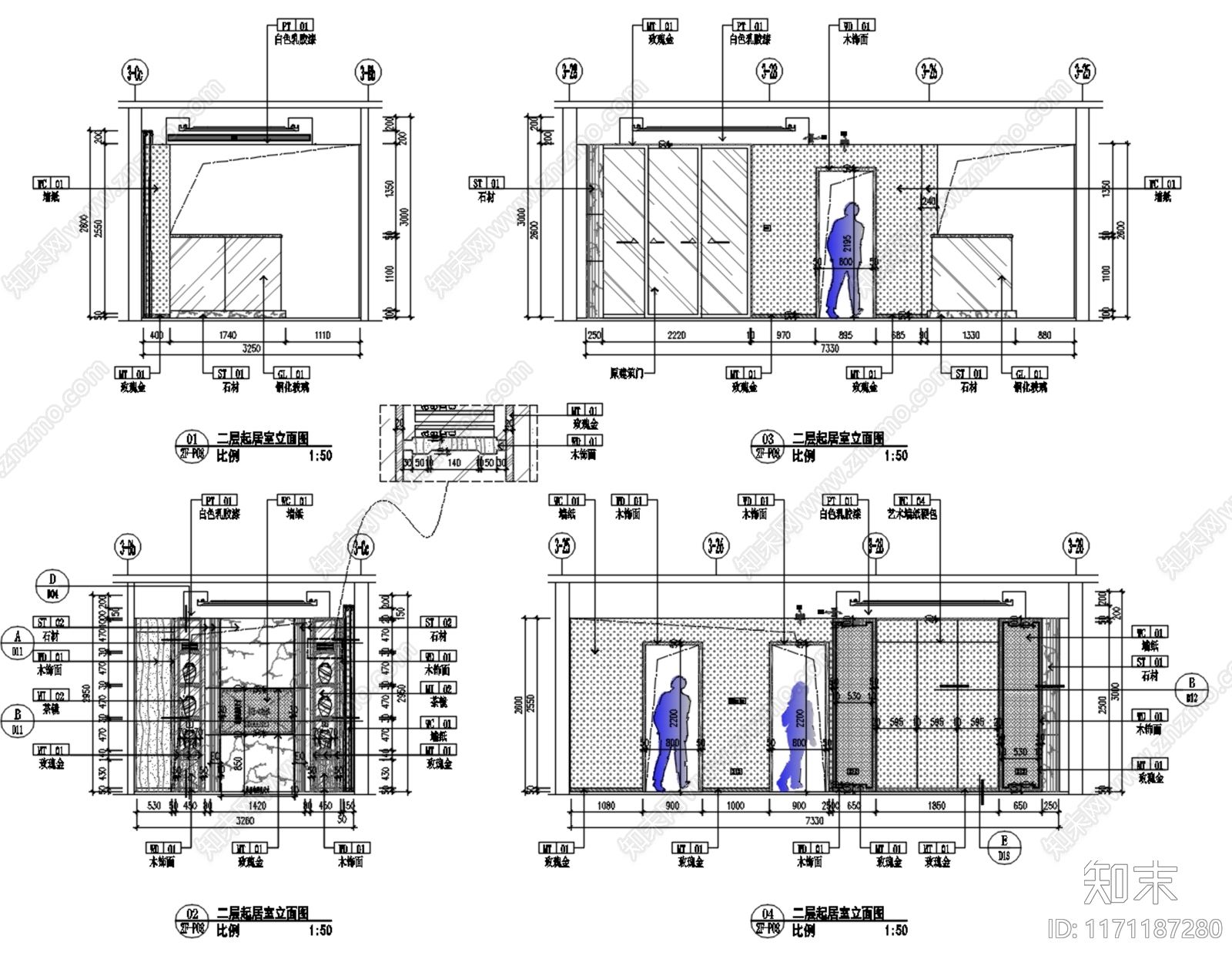 现代整体家装空间cad施工图下载【ID:1171187280】