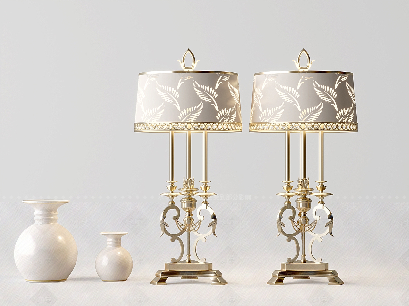 欧式美式台灯SU模型下载【ID:1171190866】