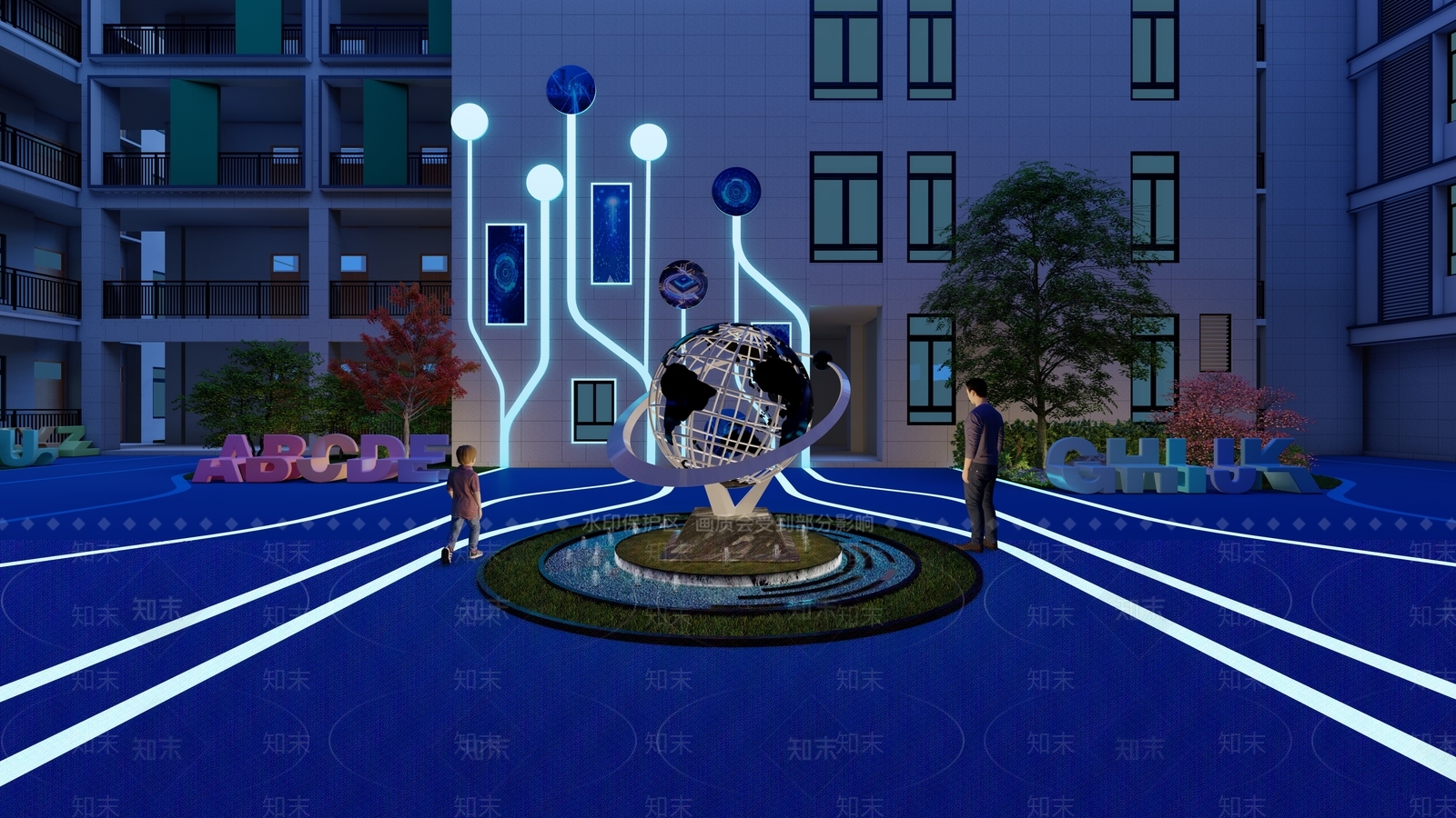 现代校园景观SU模型下载【ID:1171195035】