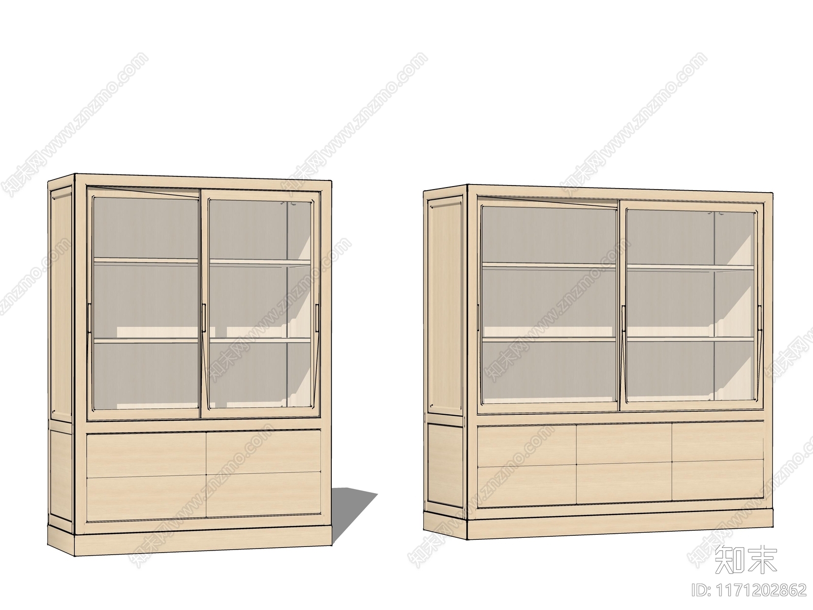 现代原木储物柜SU模型下载【ID:1171202862】