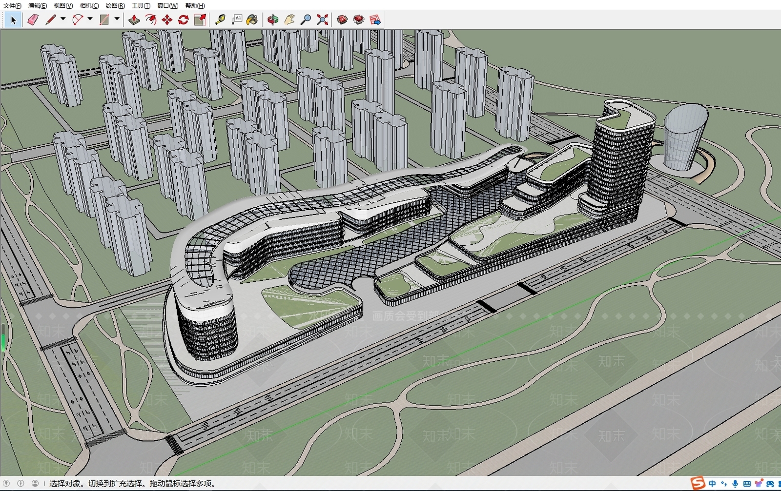 现代商场建筑SU模型下载【ID:1171202924】