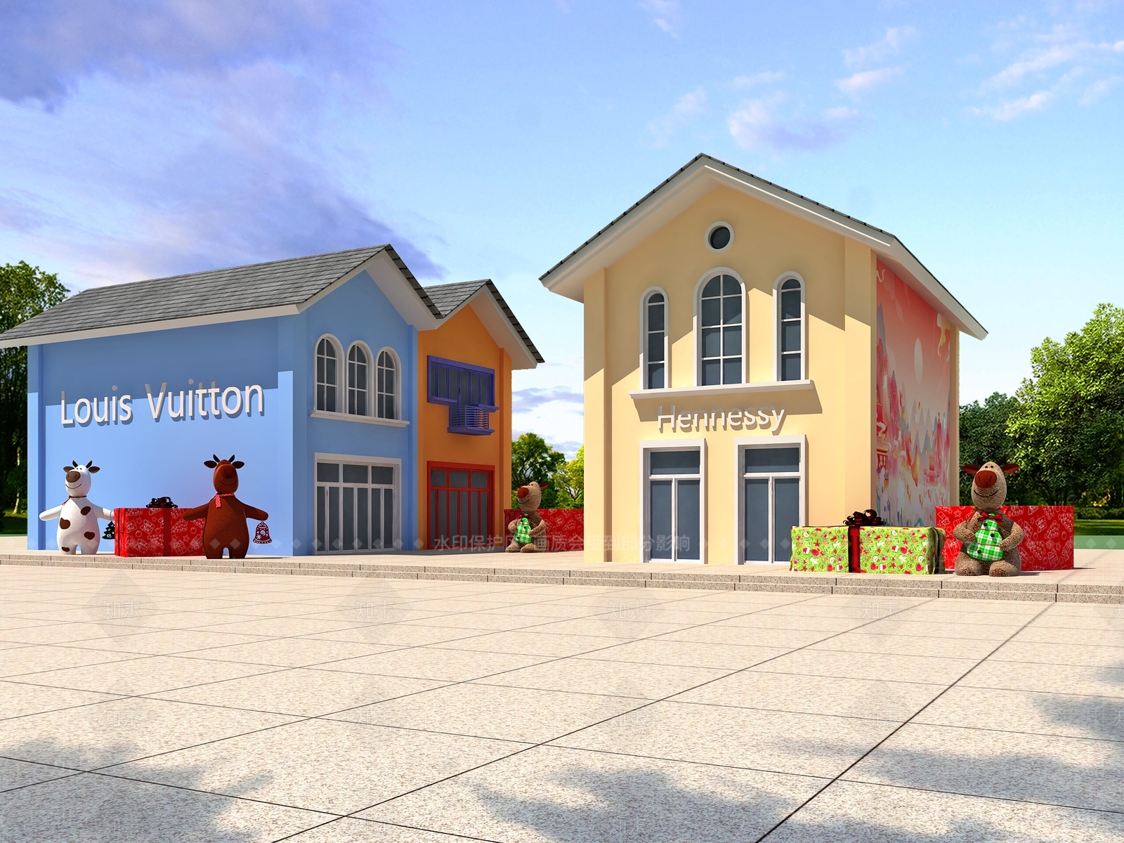 现代商业街3D模型下载【ID:1171204785】
