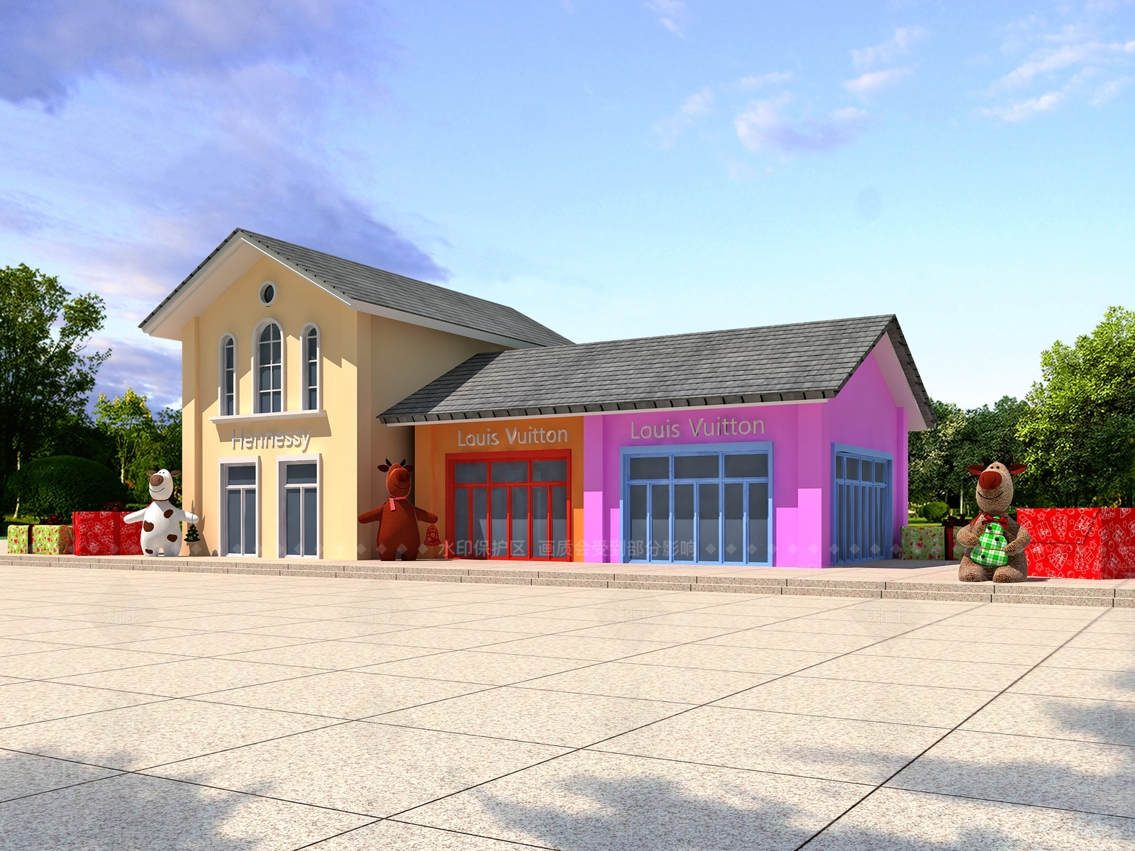 现代商业街3D模型下载【ID:1171205250】