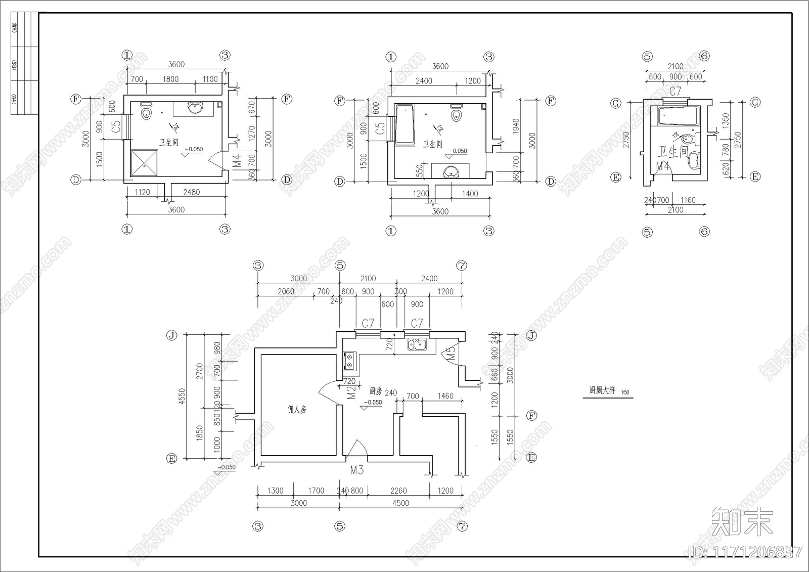 欧式别墅建筑cad施工图下载【ID:1171206837】