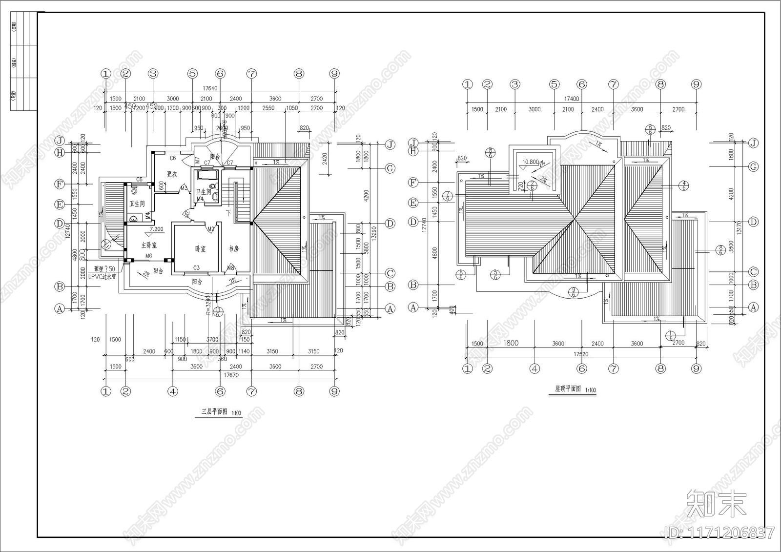 欧式别墅建筑cad施工图下载【ID:1171206837】