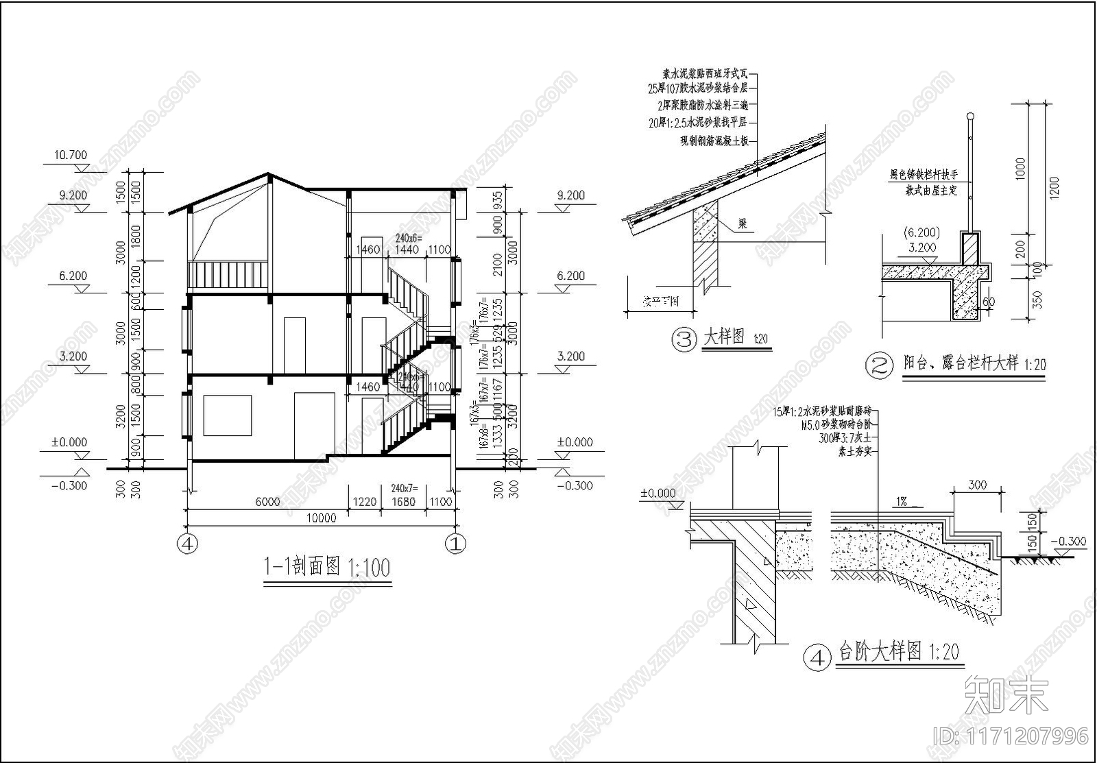 现代别墅建筑cad施工图下载【ID:1171207996】