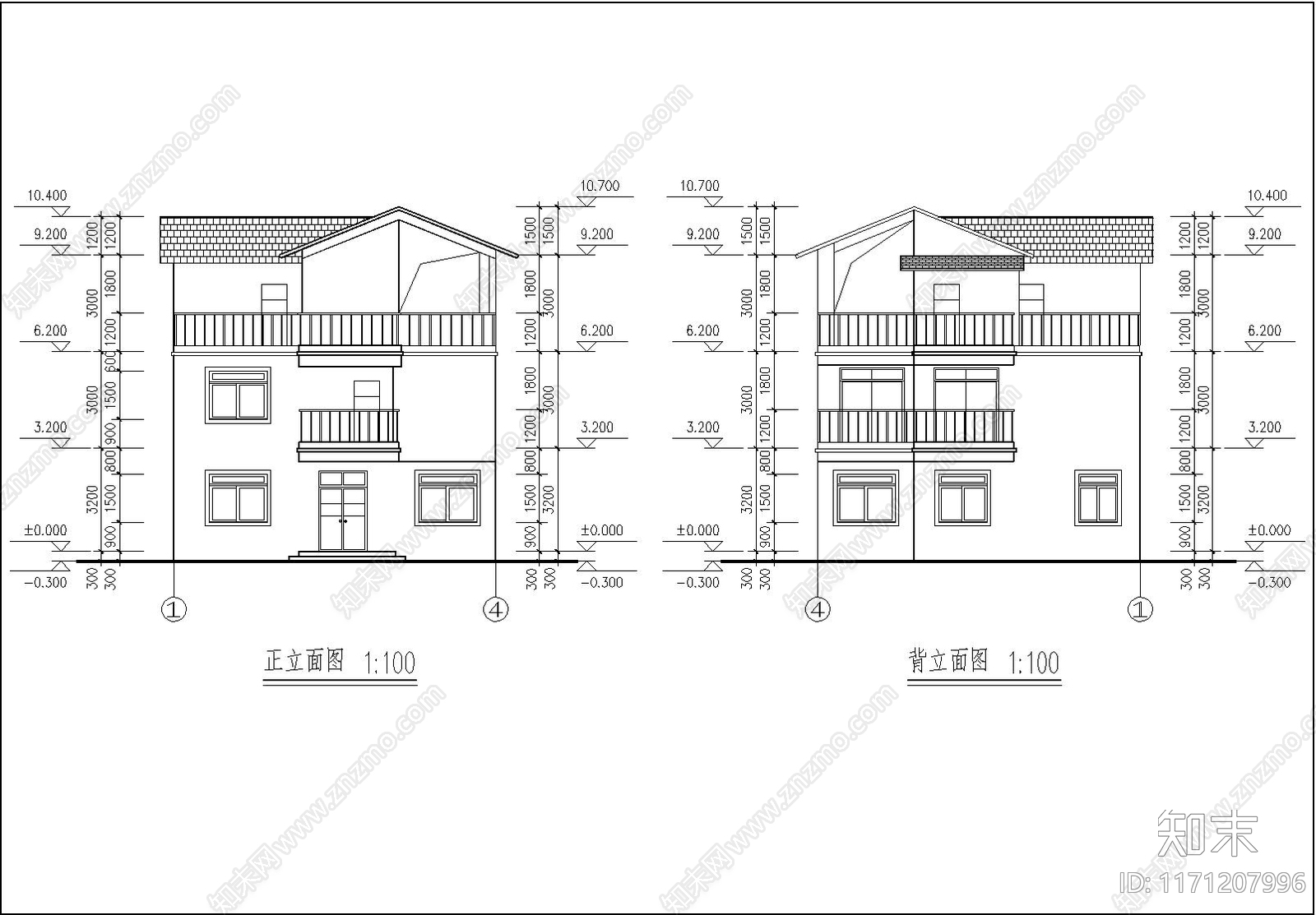 现代别墅建筑cad施工图下载【ID:1171207996】