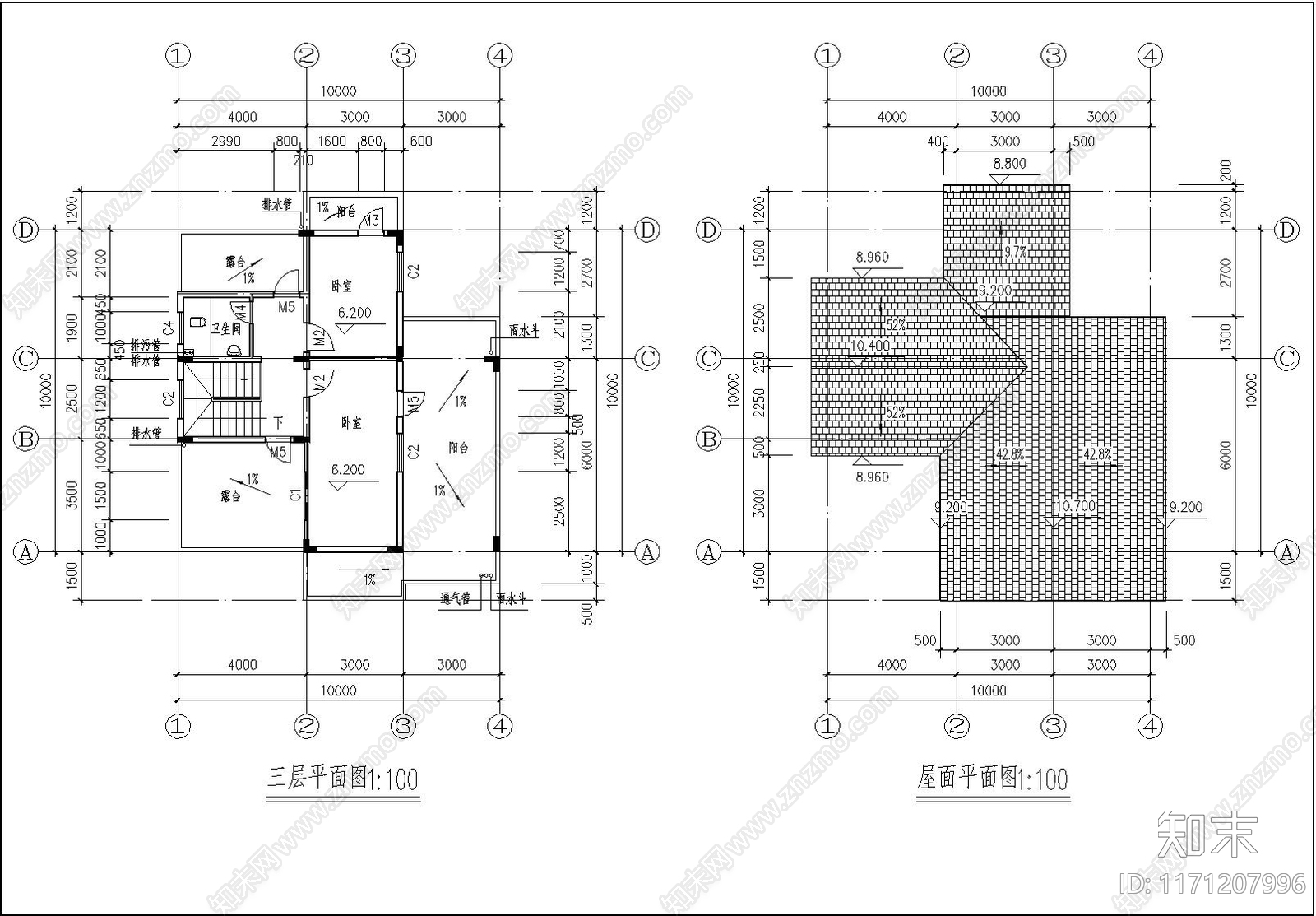 现代别墅建筑cad施工图下载【ID:1171207996】